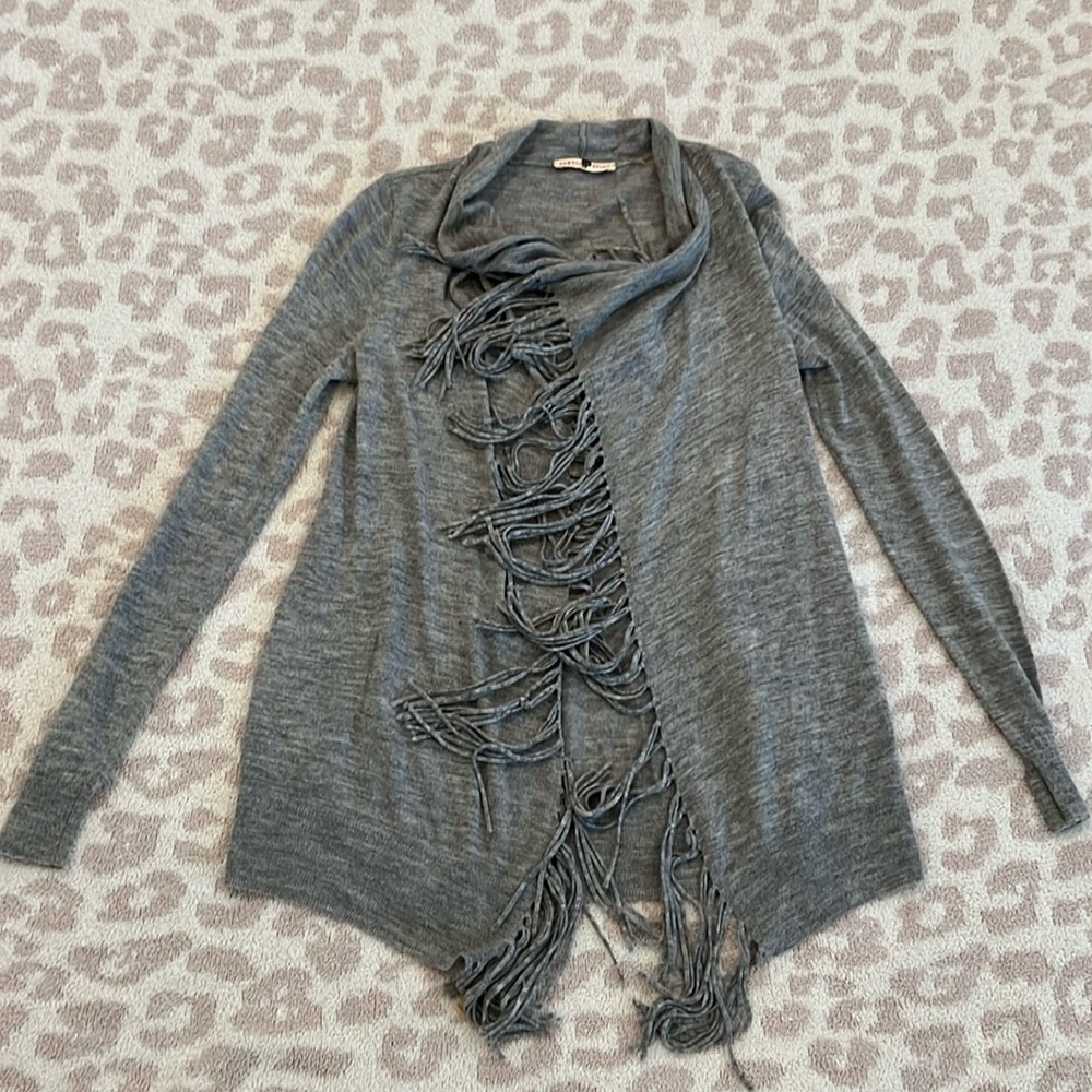 Lightweight grey fringe sweater